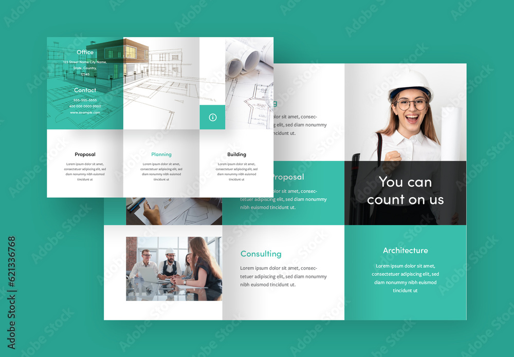 Trifocus Documents Architecture Trifold Layout Stock Template | Adobe Stock