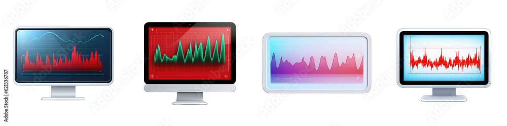 EKG monitor clipart collection, vector, icons isolated on transparent background