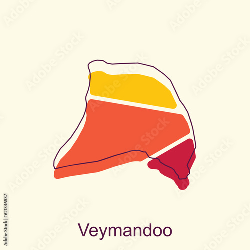 Map of Veymandoo geometric colorful with outline modern icon, vector illustration design template photo