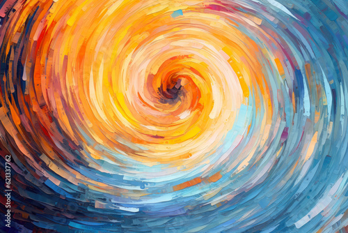 whirlpool of abstract colors and forms on a dynamic background, creating a visual vortex that captures the viewer's attention