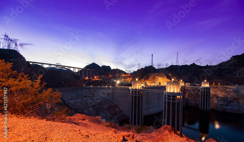 Hoover Dam at sunset