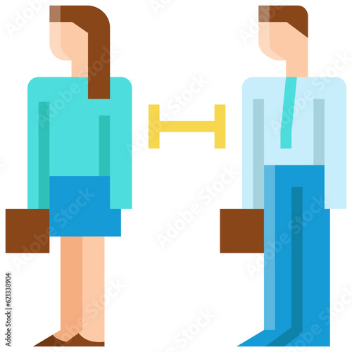 Social distancing on public .flat icon design