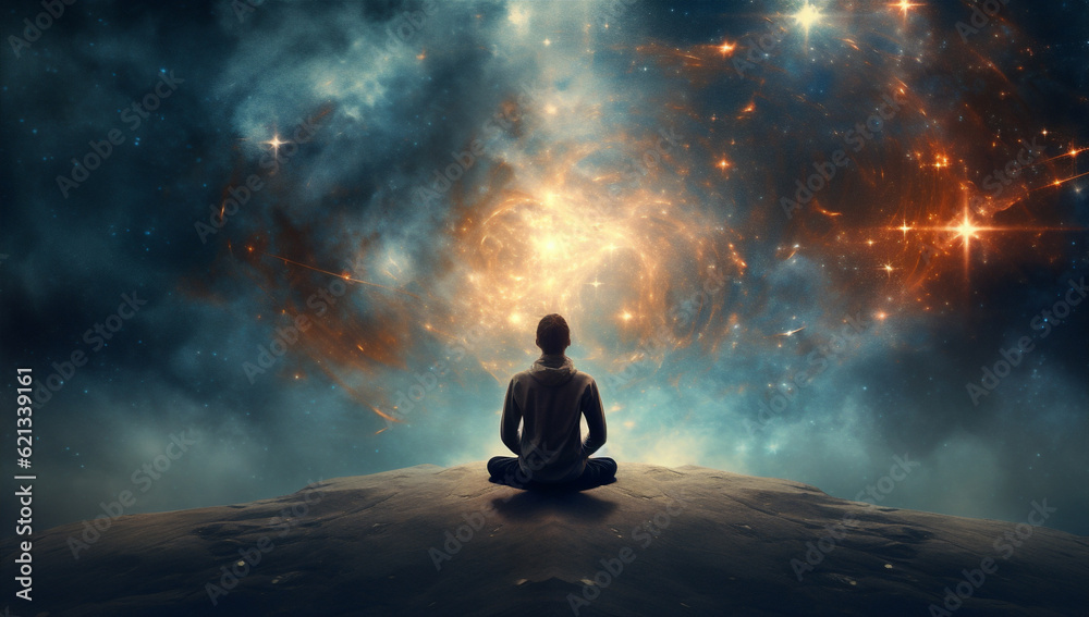Space meditating star energy spirituality universe yoga silhouette lotus zen