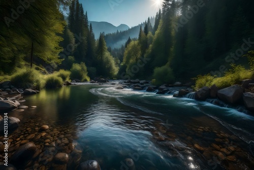 A peaceful river flowing