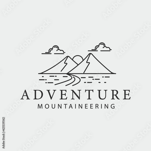mountain line art logo simple vector illustration template icon graphic design