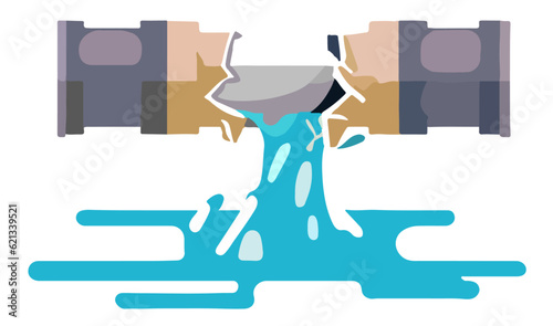 Minimalist Depiction of a Leaking Metal Pipe
