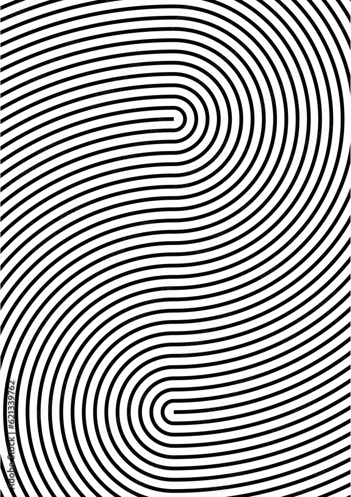 Abstract hypnosis pattern with black and white stripes. optical illusion art modern design graphic texture