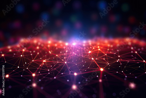 minimalistic abstract background with grid patterns and glowing nodes, symbolizing the interconnectedness and flow of digital information
