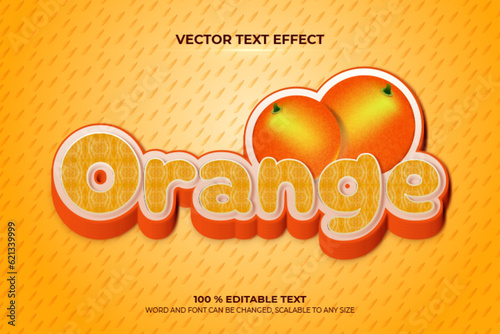 Orange Fruit Editable Text Effect with realistic Orange vector