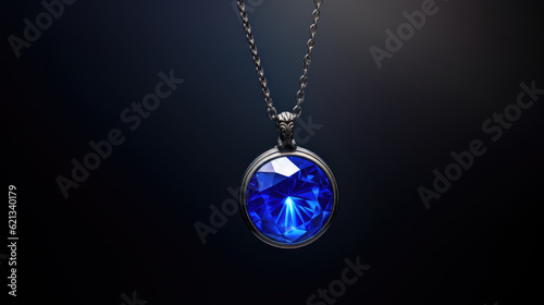  A blue sapphire pendant displayed a dark gradient surface Neelam stone, Beautiful pendant