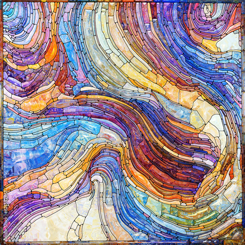 Natural textured turned in the form of stained glass segmentation patterns for use in illustration, art and generative AI model training. 