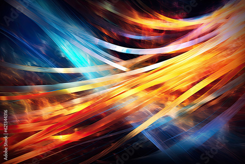cascade of abstract light trails and colorful streaks, capturing the dynamic energy of movement and speed