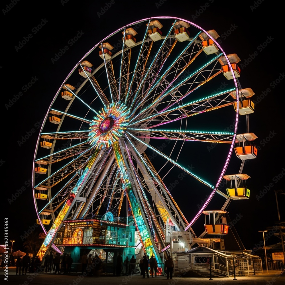 colorfull ferris wheel at night. generative ai colorfull ferris wheel at night. generative ai
