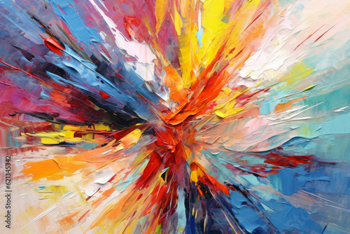 burst of energetic brushstrokes in an abstract explosion of colors, capturing the essence of artistic freedom