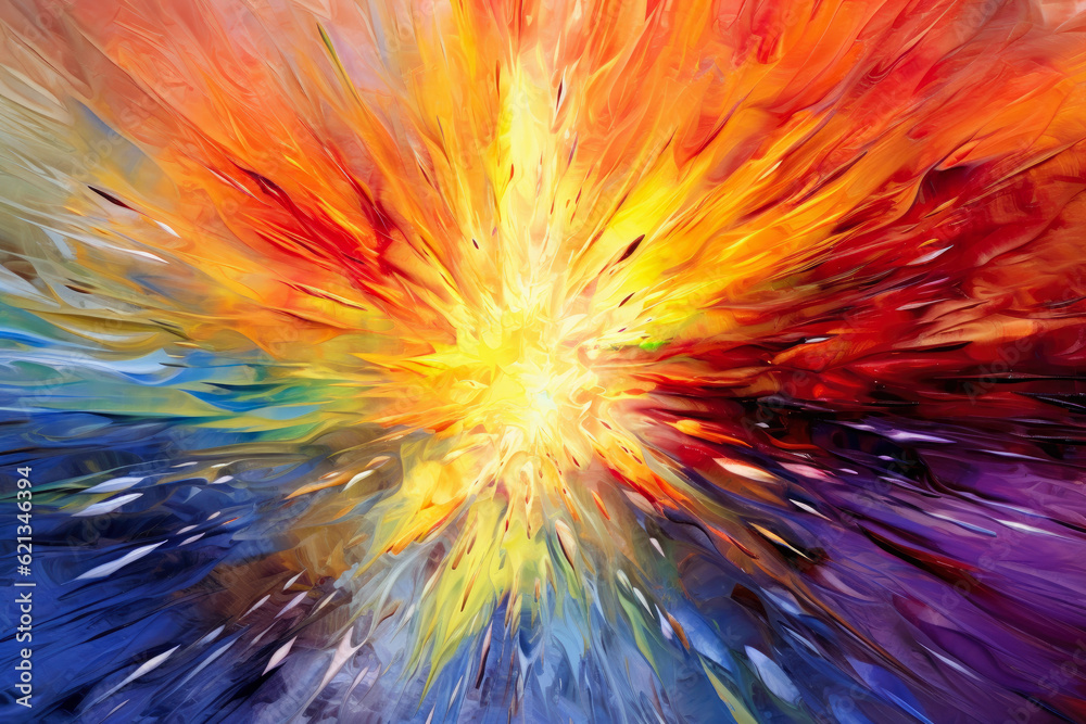 burst of abstract colors radiating from a central point, evoking a sense of dynamism and kinetic energy burst of abstract colors radiating from a central point, evoking a sense of dynamism and kinetic energy
