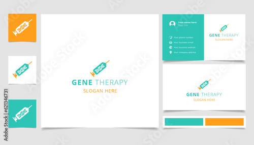Gene therapy logo design with editable slogan. Branding book and business card template.
