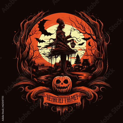 Halloween pumpkin t=shirt design vector 