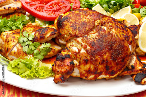 roasted chicken legs on a plate Tandoori Chicken Indian spiced grilled chicken