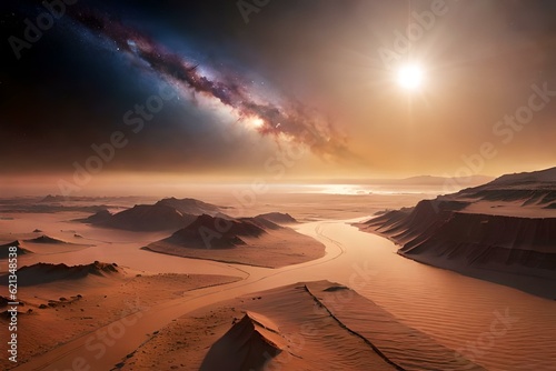 sunset in the desert generating by AI technology © Muhammad