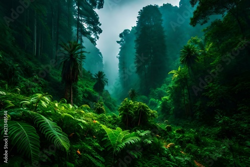 tropical forest in the morning  Generative AI