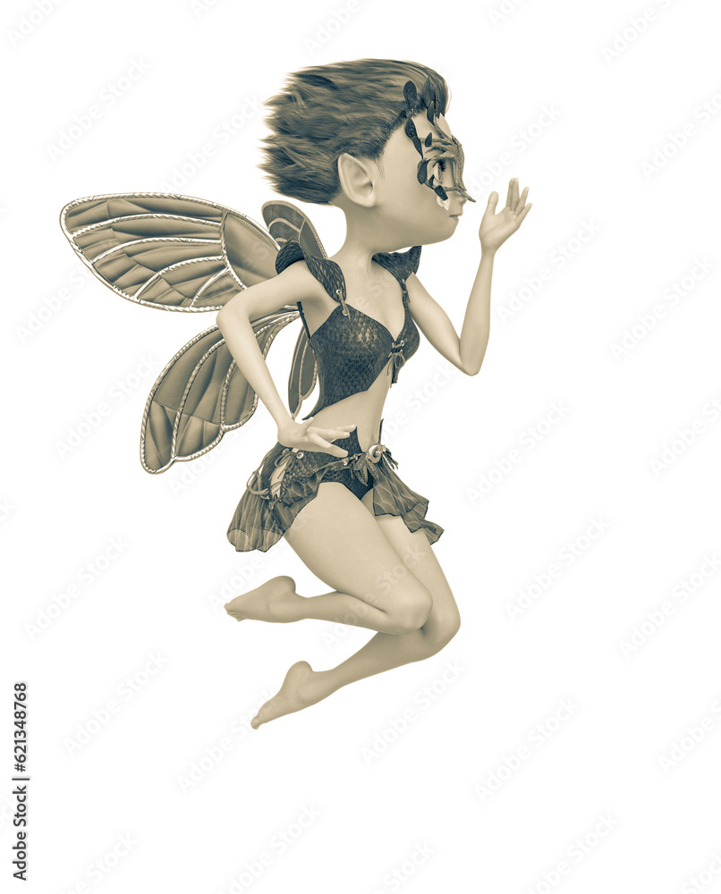fay girl is floating on pin up pose side view fay girl is floating on pin up pose side view