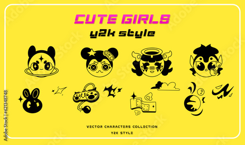 VECTOR ELEMENTS Y2K STYLE CUTE GIRLS