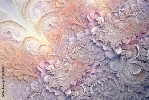 captivating abstract background with intricate lace-like patterns in delicate pastel tones, exuding elegance and femininity
