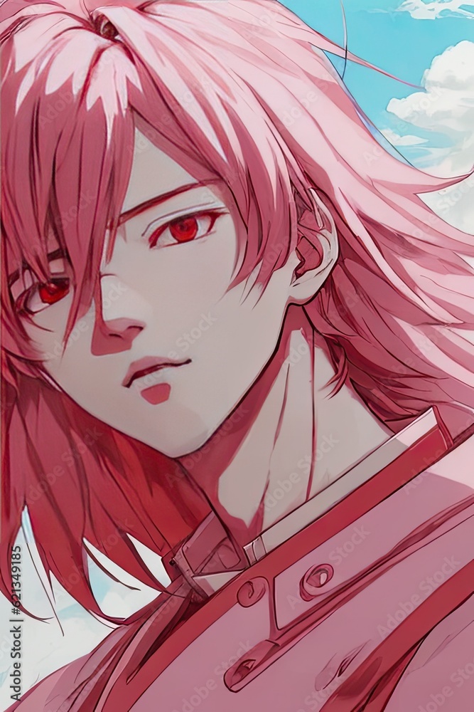 Generative AI Anime Boys, pink anime boys, comic anime character, comic