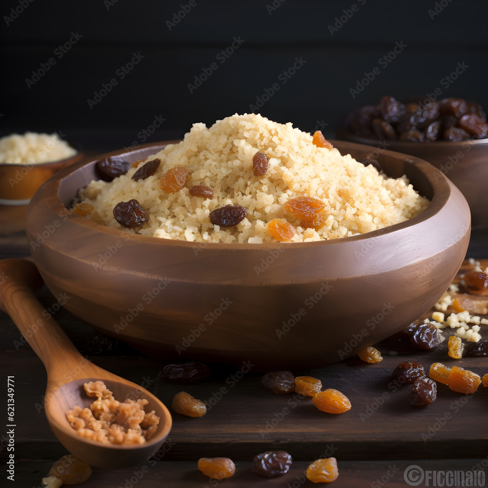 Bowl with Brazilian farofa. Made with manioc flour. Generative AI Bowl with Brazilian farofa. Made with manioc flour. Generative AI