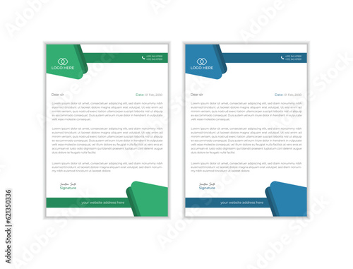 Clean and professional corporate company business letterhead template design with color variation bundle