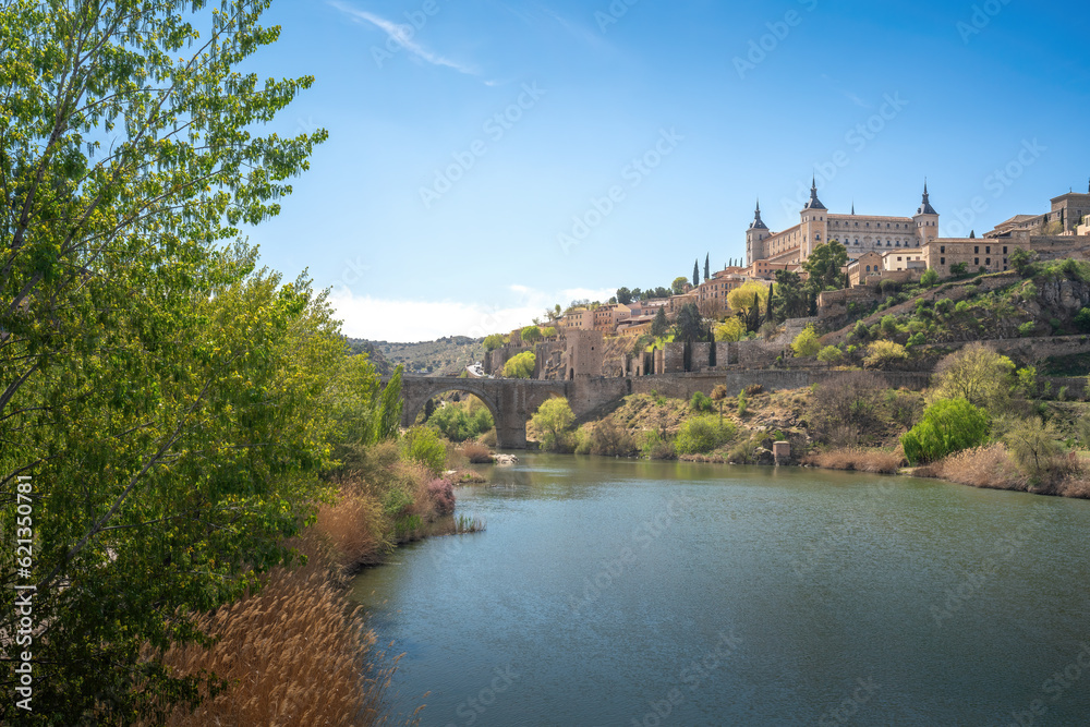 Toledo Skyline with Alcazar of Toledo and Tagus River - Toledo, Spain