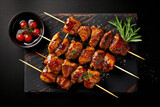 top view of Yakitori grilled chicken