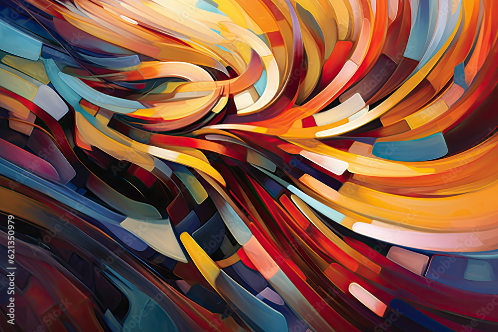 symphony of abstract lines and curves on a vibrant background, evoking a sense of movement and dynamism that sparks the imagination