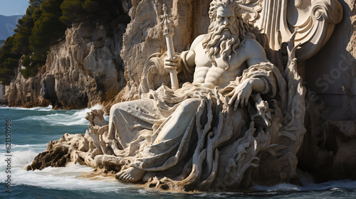 Photo The mighty god of the sea, oceans and sailors Neptune (Poseidon) The ancient statue