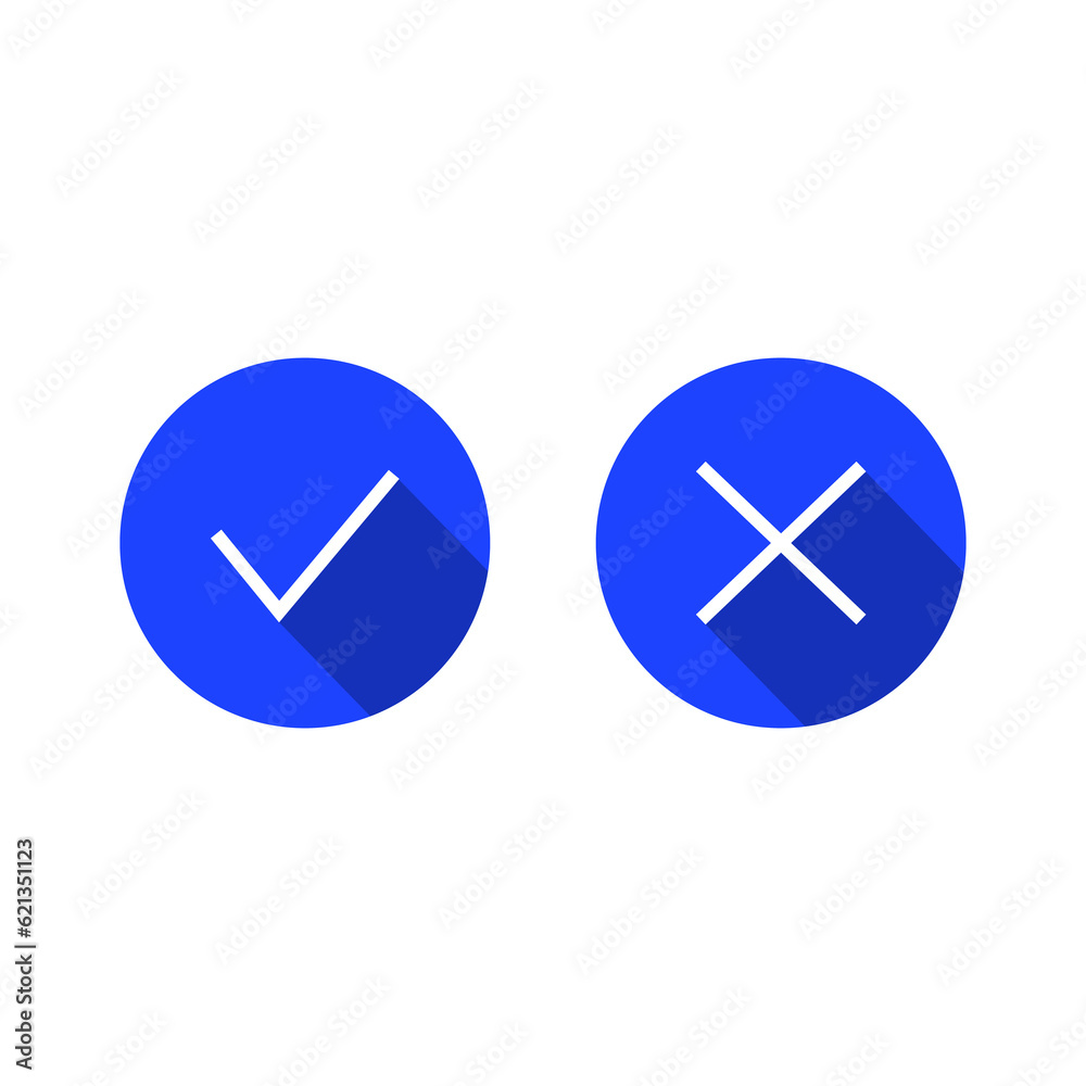 Checkmark / check, x or approve & deny line art color icon for apps and websites. Checkmark / check, x or approve & deny line art color icon for apps and websites.