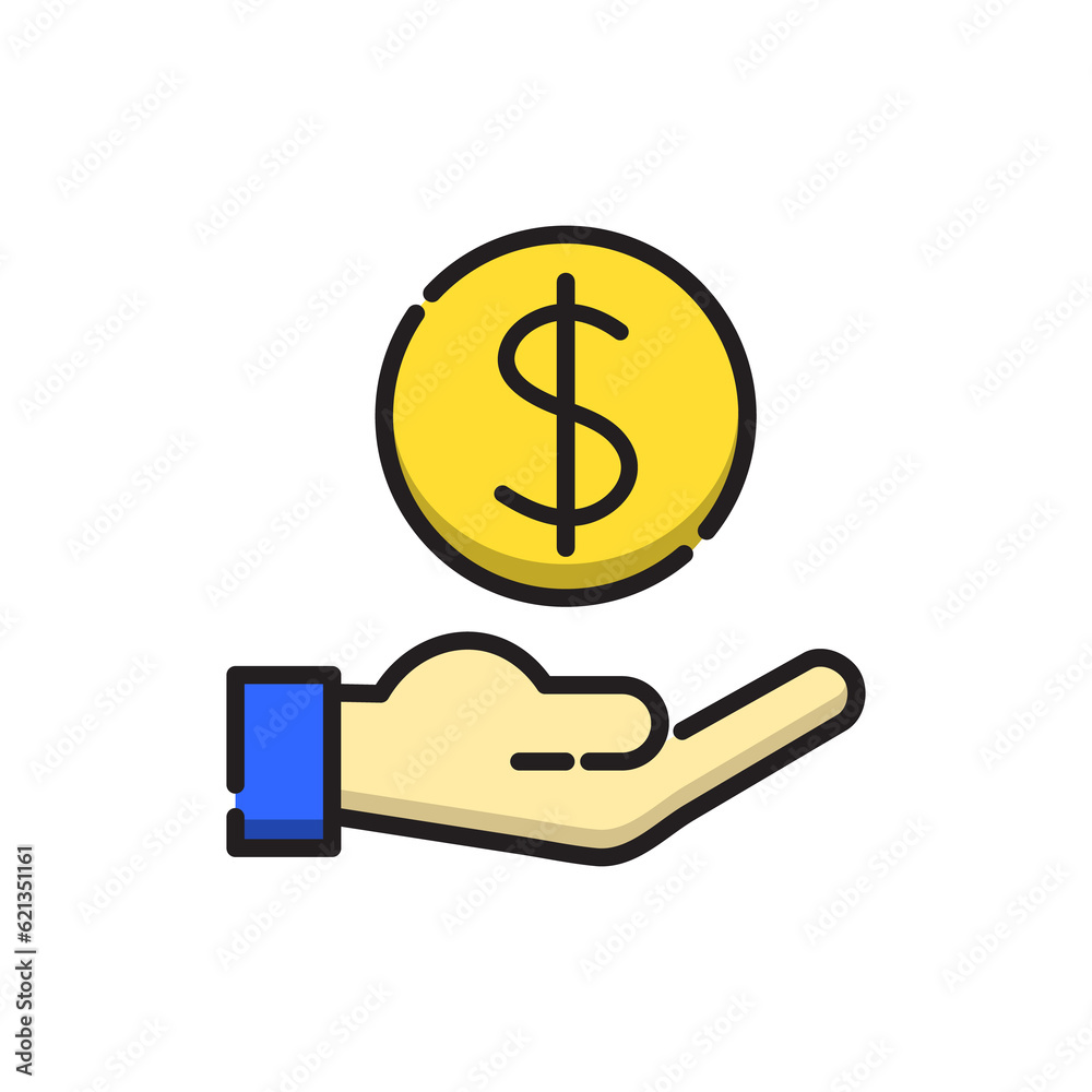 dollar, money hand icon. Money in hand. save money icon, salary money, invest finance, hand holding dollar, line symbols on white background dollar, money hand icon. Money in hand. save money icon, salary money, invest finance, hand holding dollar, line symbols on white background