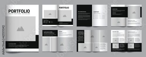 Portfolio interior brochure template minimalist design