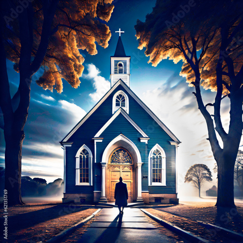 Generative AI image of  going back to church. photo