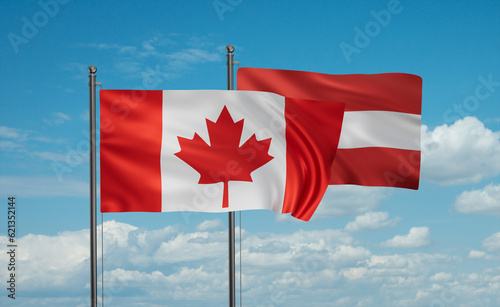 Austria and Canada flag