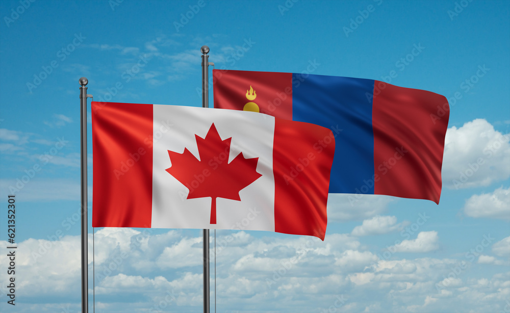 Mongolia and Canada flag