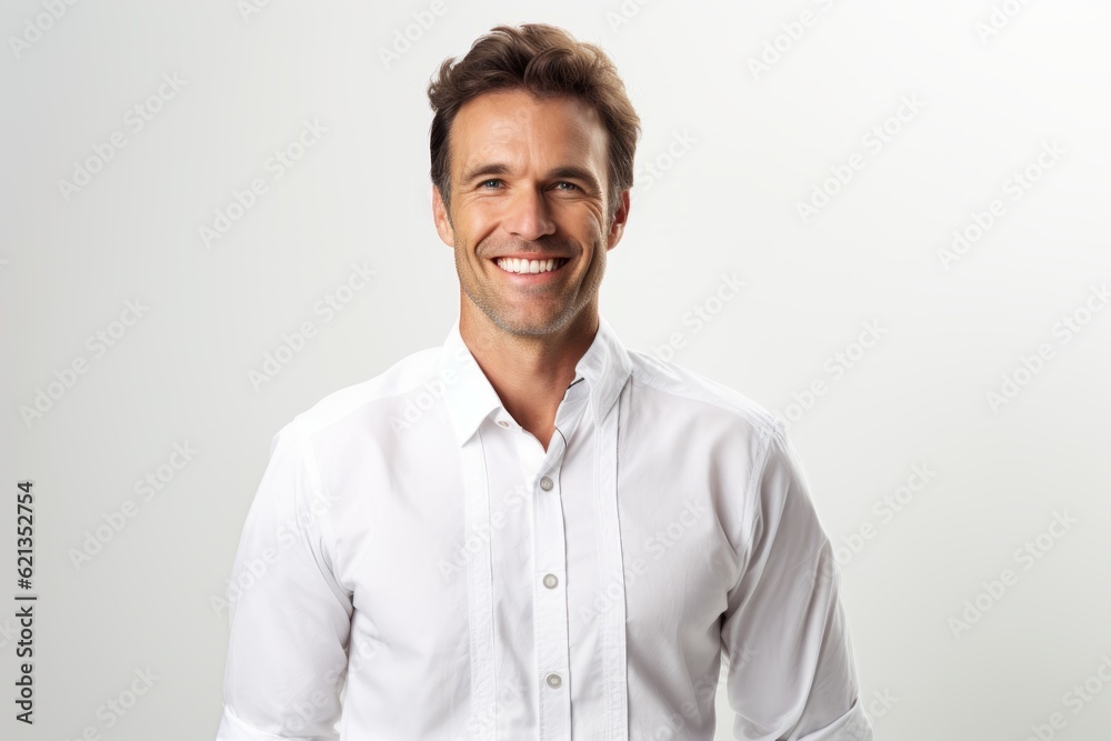 Portrait of a handsome young man smiling against a white background. Portrait of a handsome young man smiling against a white background.