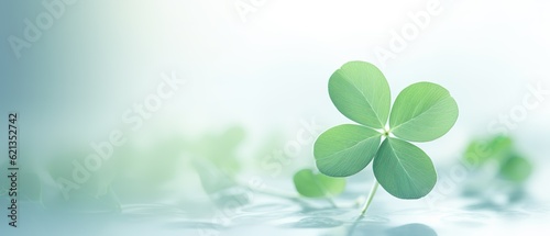 Single good luck four-leaf clover with copy space for text. Background banner for best wishes and unique, rare, or special individual concept.