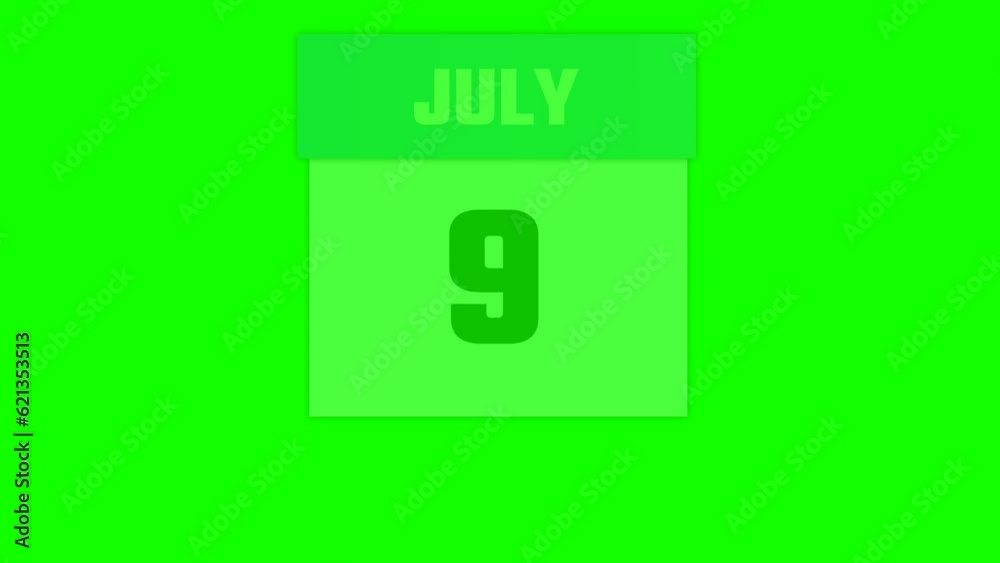 July Calender with date-page turning 2-D animation. July Calender with date-page turning 2-D animation.