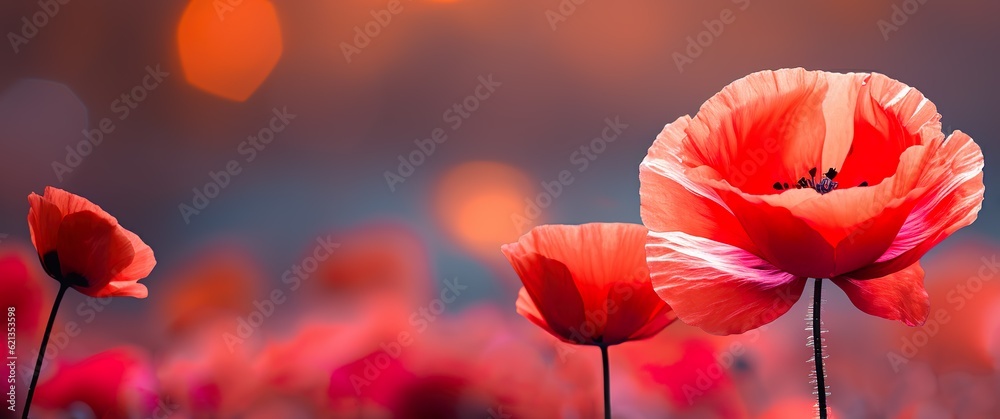 Keuken achterwand met red poppies greeting card, background banner with copy space #621353598