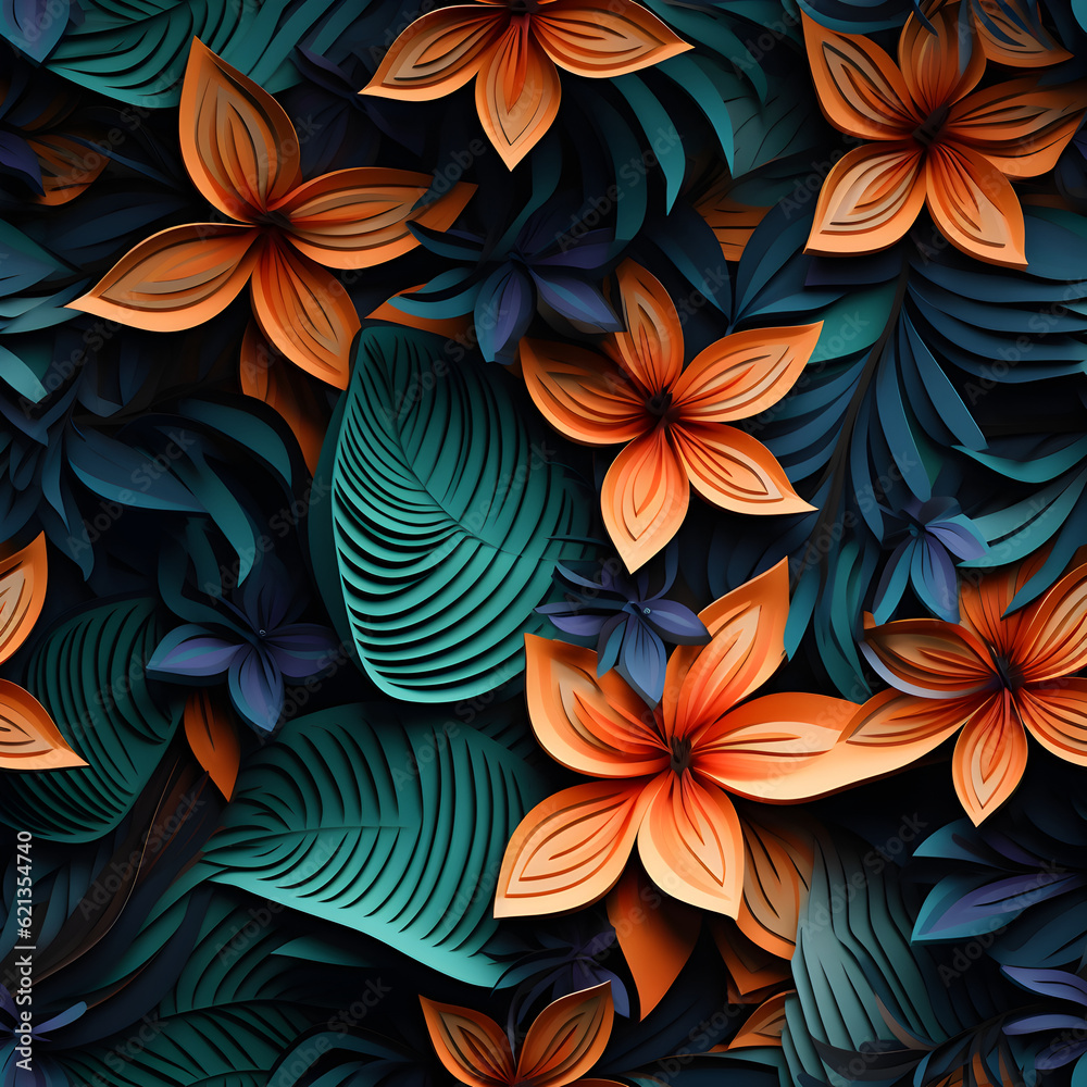 seamless pattern 3D flower seamless pattern 3D flower