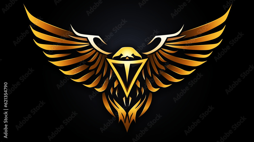 Mystic Hawk logo design isolated in black background Mystic Hawk logo design isolated in black background