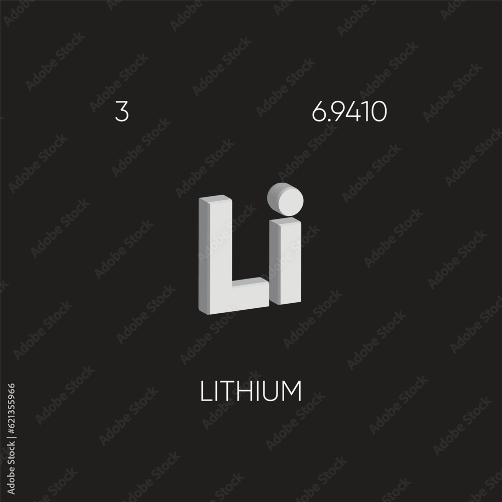 Element Number 3 One of the Periodic Table Elements with name and atomic number Stock ...