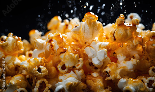 popcorn on black background. 