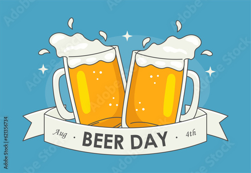 international beer day banner template on blue background