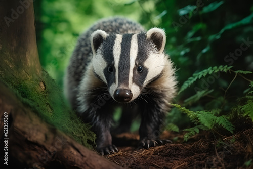 Badger in the forest. Generative AI. © Fahad